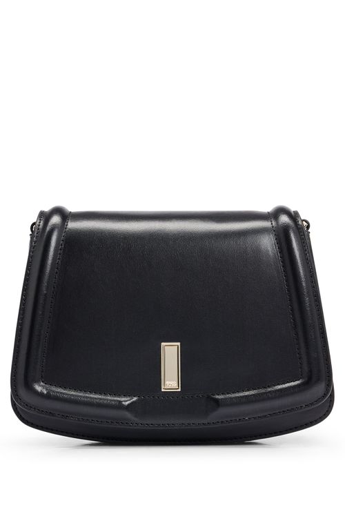 Bolsa Satchel Em Couro Com Ferragens De Marca