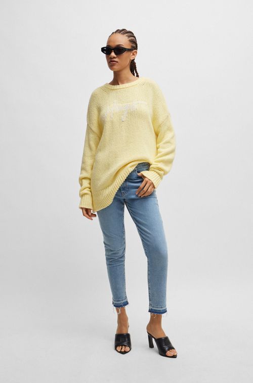 Jeans Com Caimento Descontraído Em Denim Azul Oceano