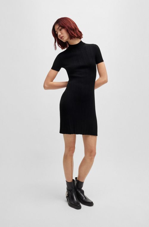 Vestido Com Caimento Descontraído Em Crepe De Costela Irregular