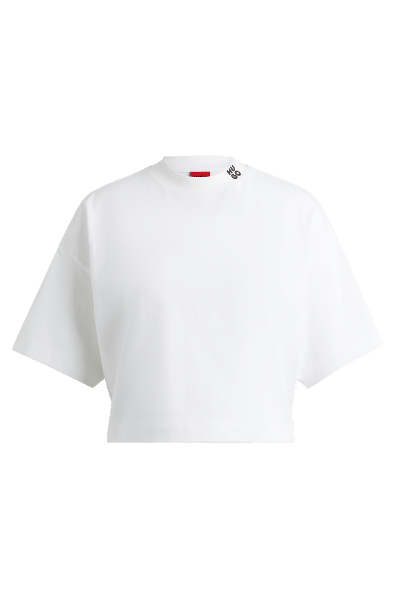 Camiseta Cropped De Algodão Com Logo Em Blocos