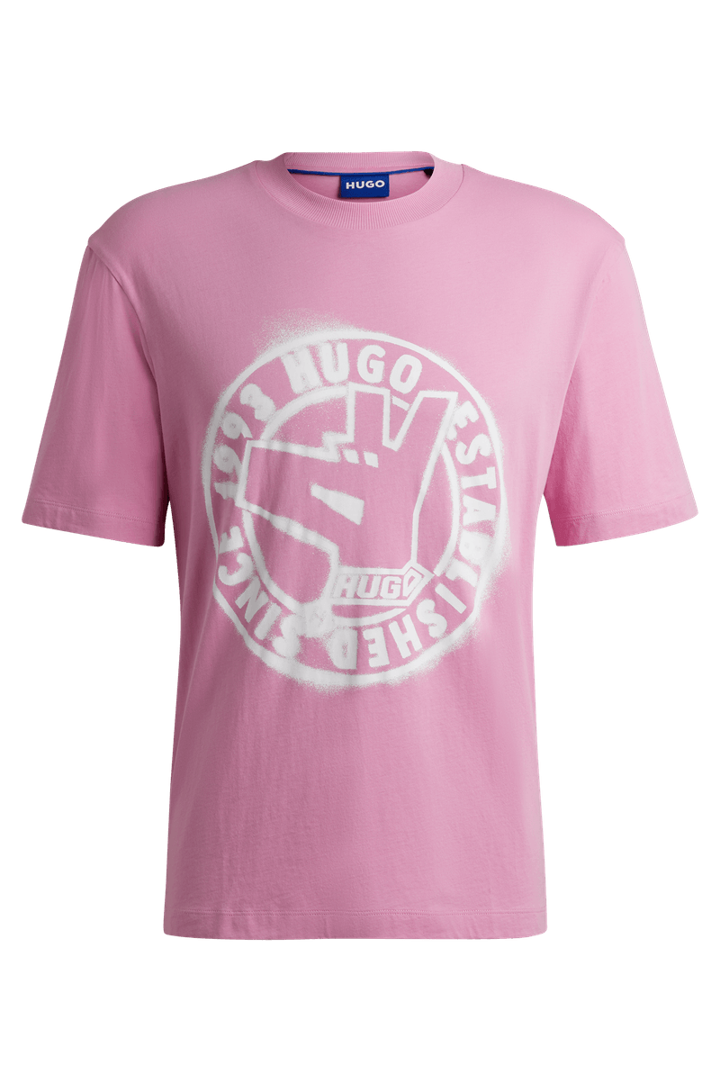 Camiseta De Algodão-Jersey Regular-Fit Com Arte