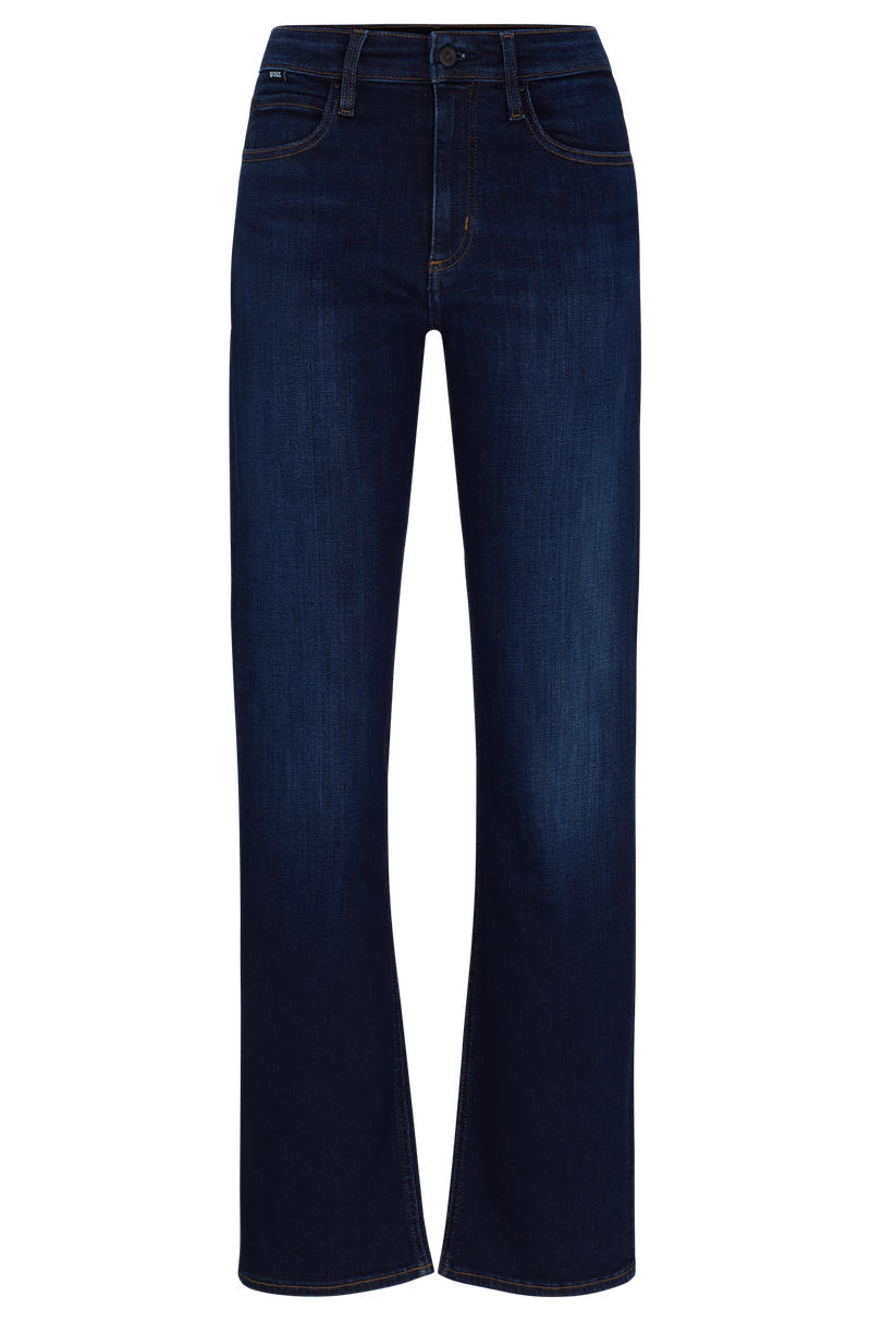 Calças Jeans Straight-Fit Em Denim Stretch