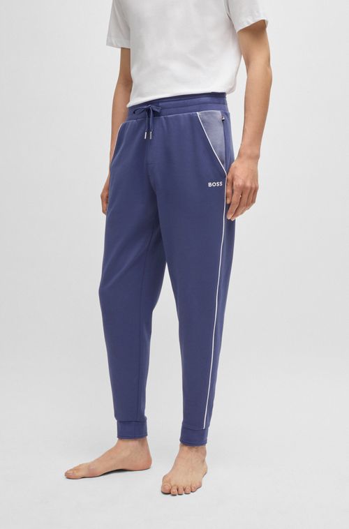 Calça De Moletom De Algodão Com Piping Contrastante