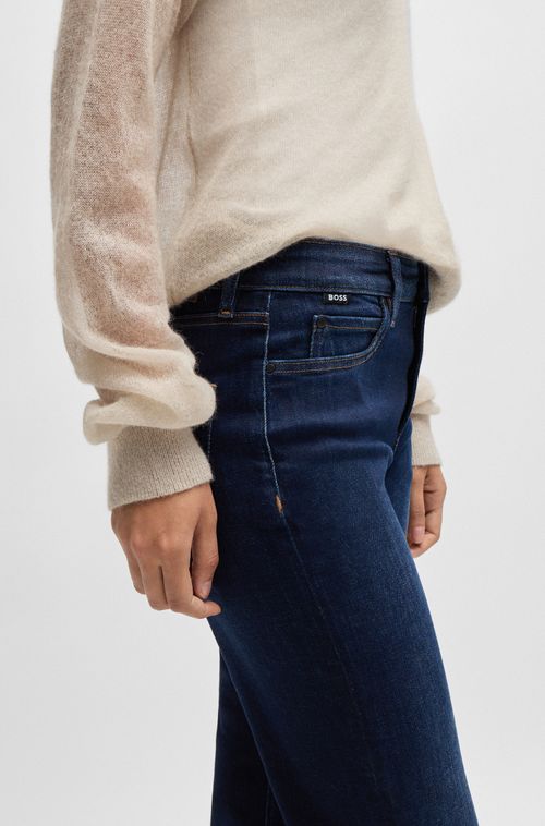 Calças Jeans Straight-Fit Em Denim Stretch