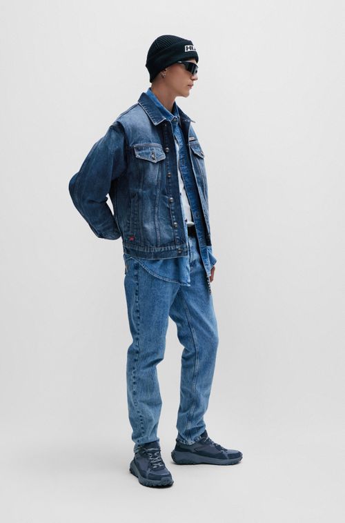 Jaqueta De Corte Relaxado Em Denim Rígido Azul