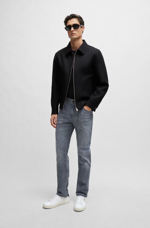 Jeans Com Caimento Descontraído Em Denim Confort Azul
