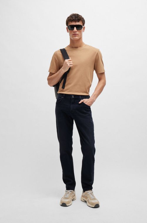 Calças Jeans De Corte Regular Em Denim Italiano Carvão-Navy