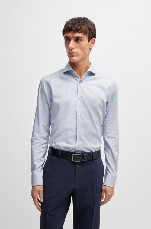 Camisa Slim-Fit Em Mistura De Algodão Estruturado
