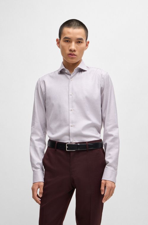 Camisa Regular-Fit Em Sarja De Algodão Estruturada