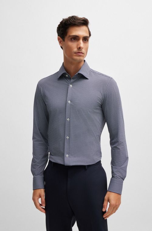 Camisa De Corte Slim Em Material De Estampado