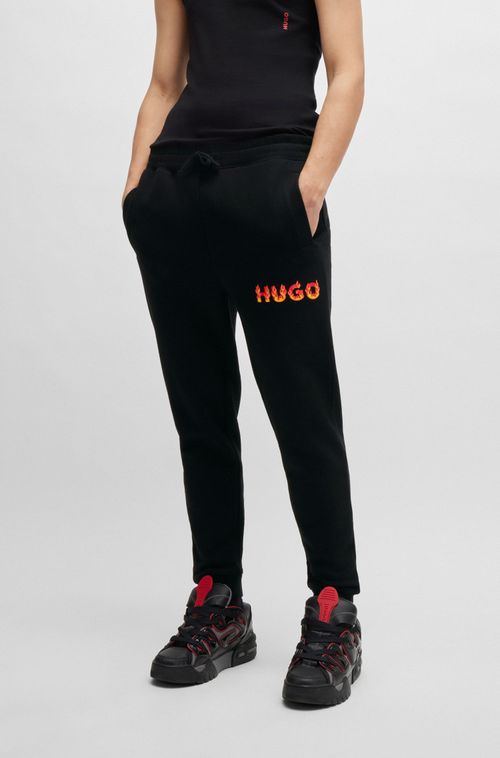 Calça Esportiva De Algodão Turco Com Logo De Chama Bufante