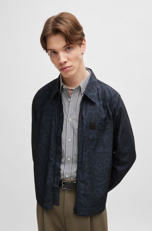 Jaqueta Tipo Camisa De Corte Oversized Em Estampa De Animal