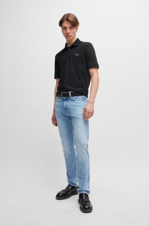 Polo De Piqué De Algodão Com Etiqueta De Logo