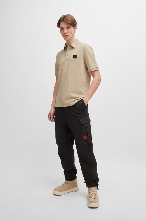 Polo De Algodão-Piqué Com Etiqueta De Logo Em Gel
