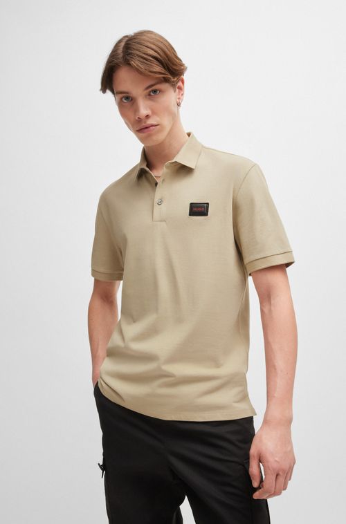 Polo De Algodão-Piqué Com Etiqueta De Logo Em Gel