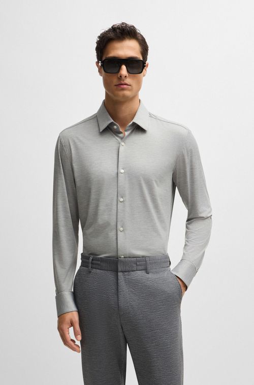 Camisa Slim-Fit Em Jersey De Stretch De Performance