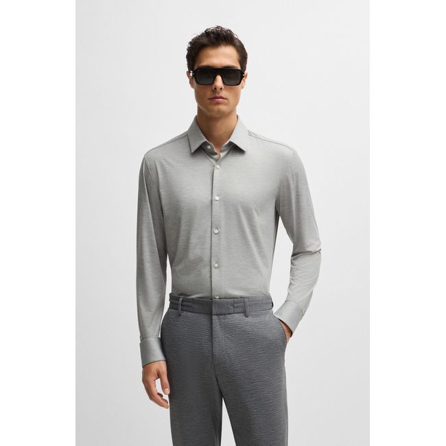Camisa Slim-Fit Em Jersey De Stretch De Performance