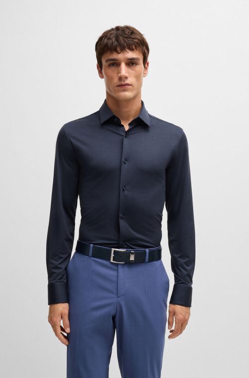 Camisa Slim-Fit Em Jersey Melange De Performance Stretch