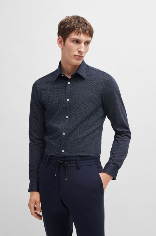 Camisa Slim-Fit Em Jersey De Algodão Estruturado