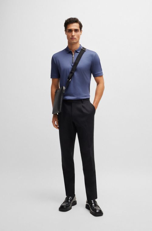 Polo Slim-Fit Em Algodão Mercerizado Com Fecho De Zíper