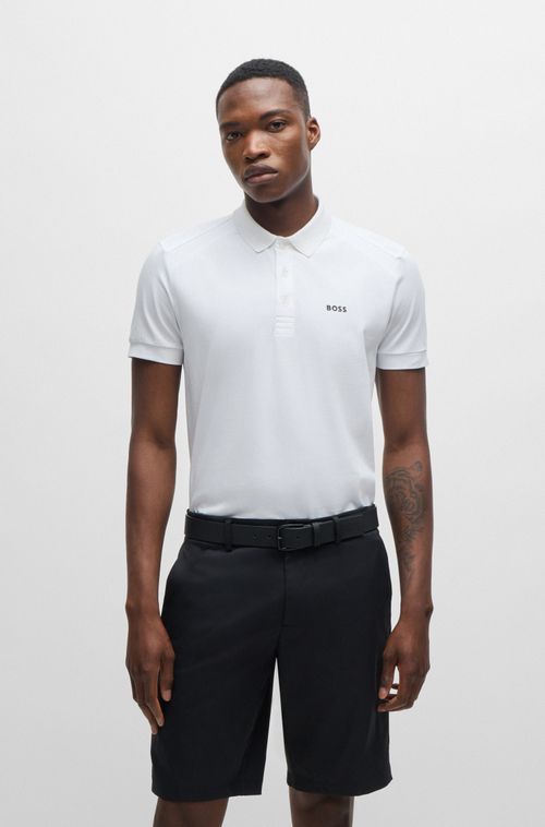 Polo De Algodão Stretch Com Inserções De Fita Listrada