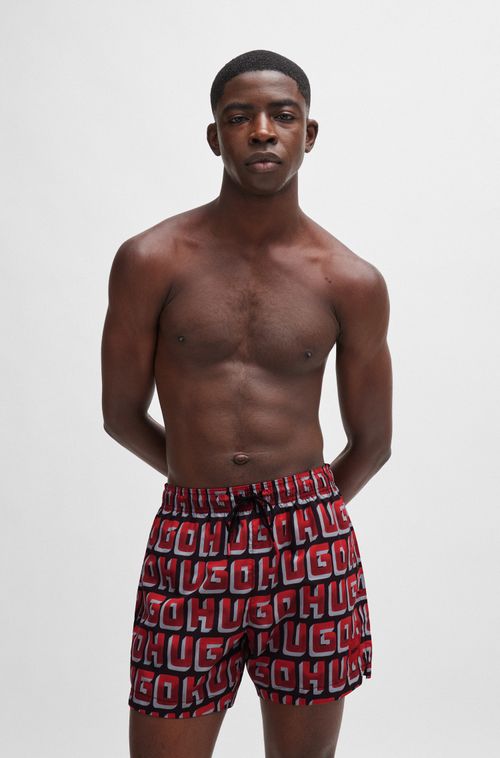 Shorts De Natação De Secagem Rápida Com Estampa De Logo