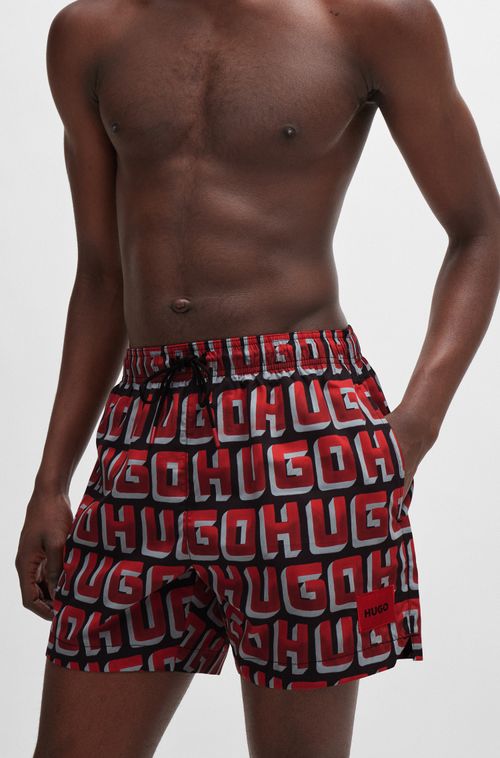 Shorts De Natação De Secagem Rápida Com Estampa De Logo