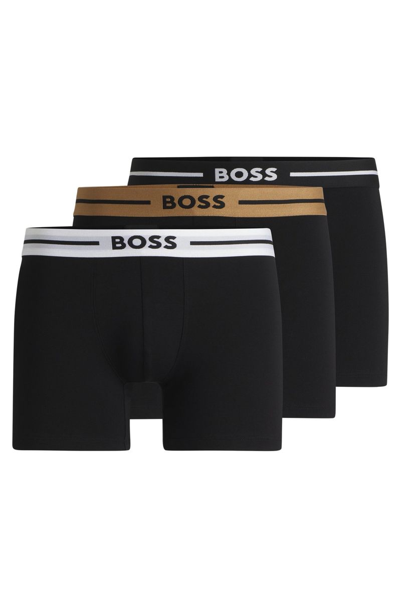 Pack De Três Cuecas Em Algodão Elástico Com Logo