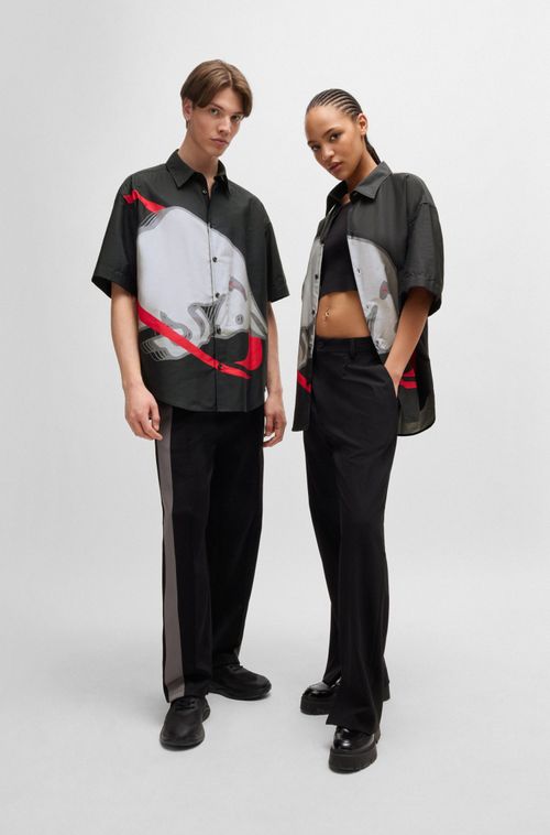 Camisa Larga Hugo X Rb Com Estampado De Touro