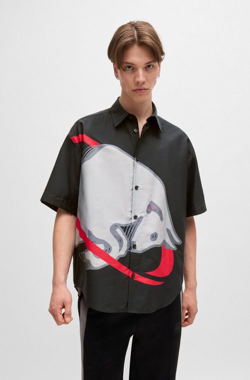 Camisa Larga Hugo X Rb Com Estampado De Touro