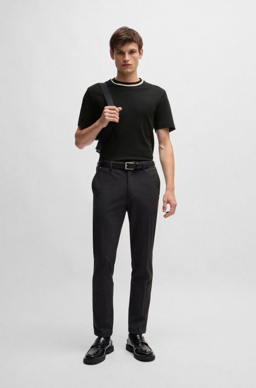 Camiseta Em Algodão Interlock Com Colarinho Colour-Block