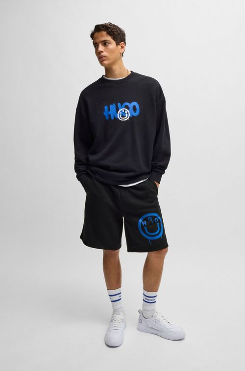 Shorts De Algodão Com Logo Sorridente