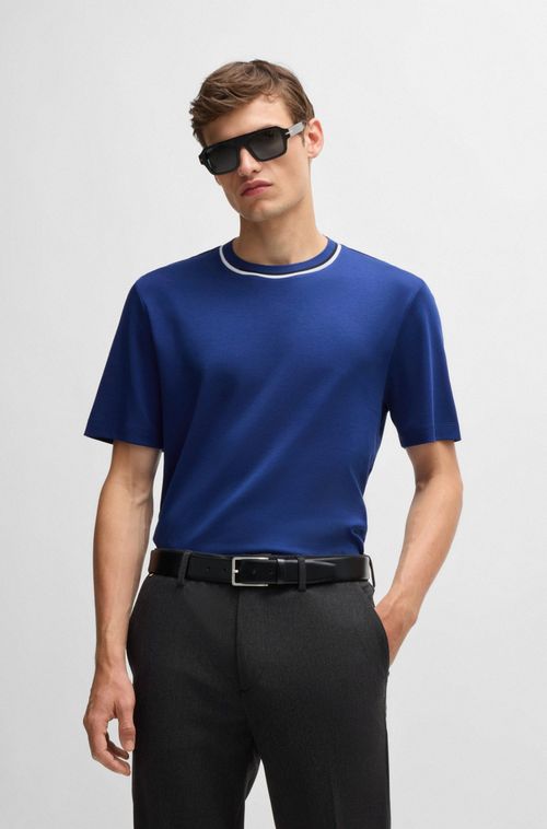 Camiseta Em Algodão Interlock Com Colarinho Colour-Block