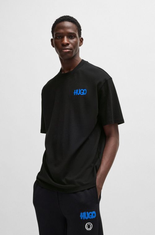 Camiseta Em Jersey De Algodão Com Logo Sorridente