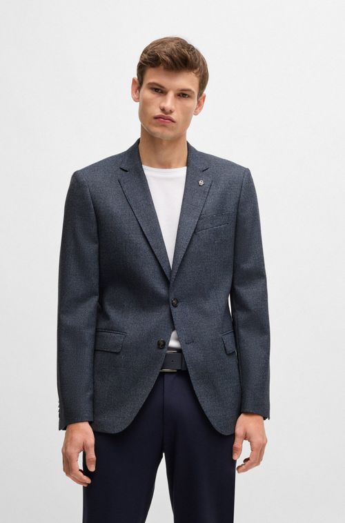 Blazer Slim Em Lã Elástica Com Micropadrão