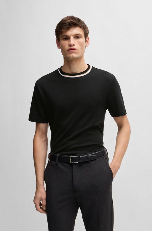 Camiseta Em Algodão Interlock Com Colarinho Colour-Block