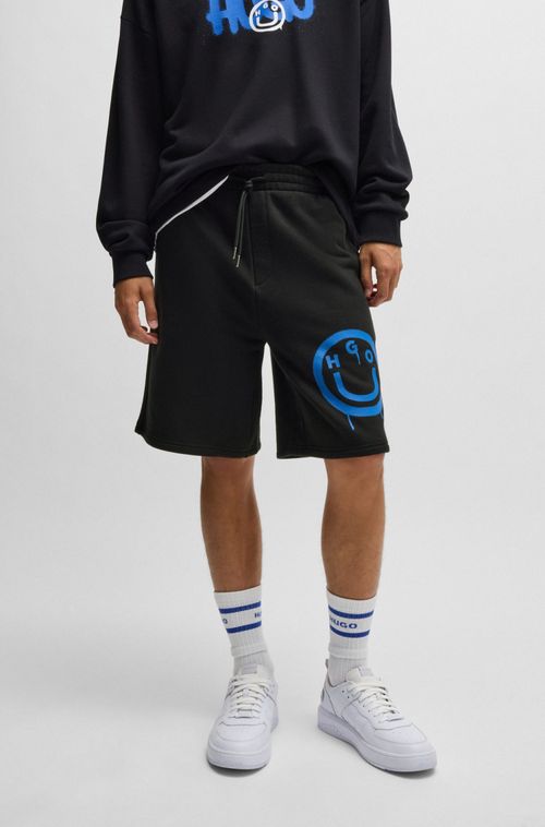 Shorts De Algodão Com Logo Sorridente