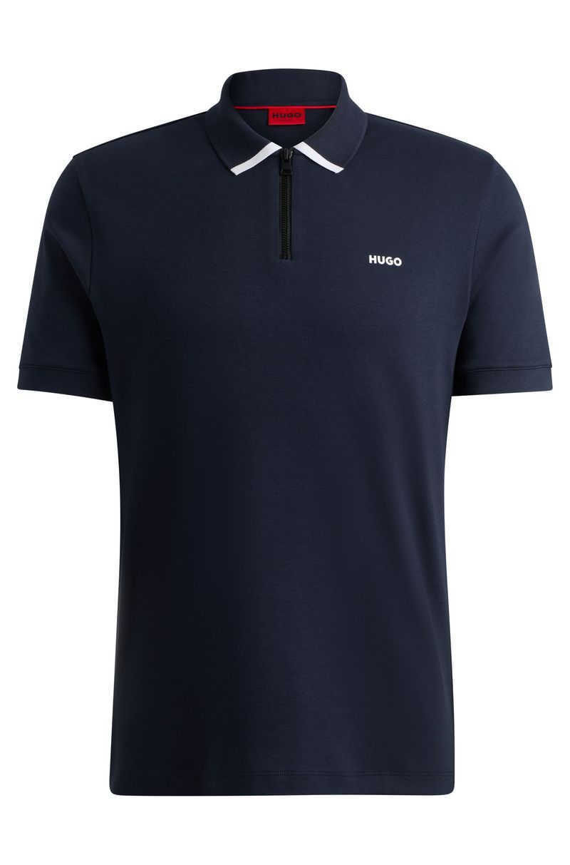 Camisa Polo De Algodão Piqué Com Logo Contrastante