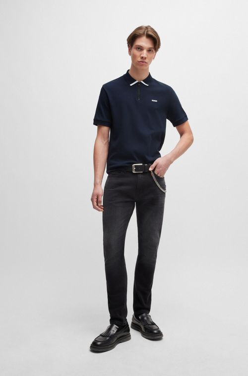 Camisa Polo De Algodão Piqué Com Logo Contrastante