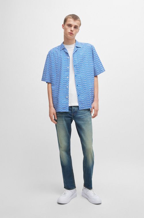 Calças Jeans Tapered-Fit Em Denim Com Tonalidade
