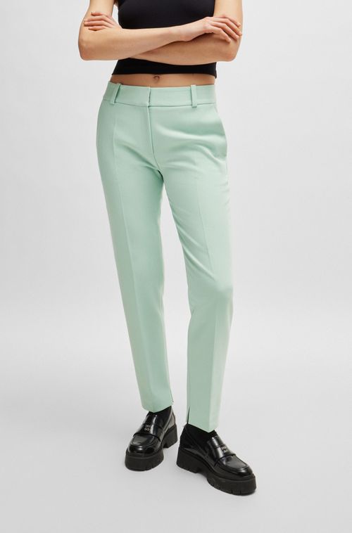 Calças Slim-Fit Com Bainhas Cortadas