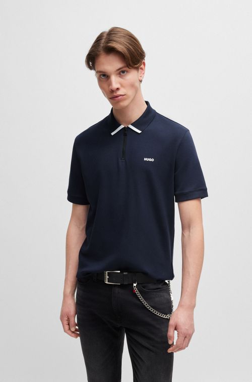 Camisa Polo De Algodão Piqué Com Logo Contrastante
