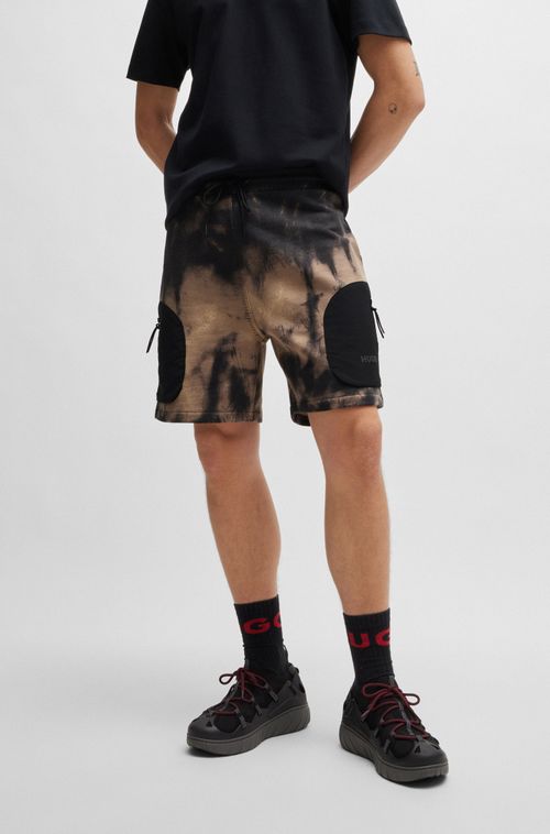 Shorts De Algodão De Corte Relaxado Com Estampa De Logo