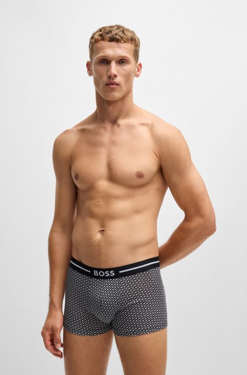 Três Cuecas Boxer De Algodão Elástico Com Cós Com Logo