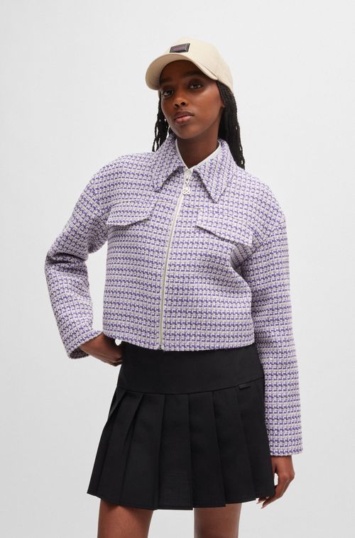 Jaqueta Cropped Em Uma Mistura De Algodão Estampado