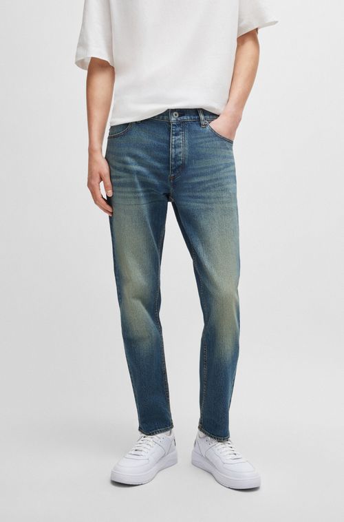 Calças Jeans Tapered-Fit Em Denim Com Tonalidade