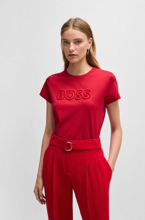 Camiseta De Algodão Mercerizado Com Detalhe De Logo