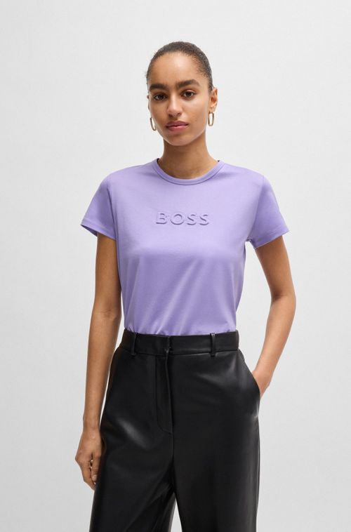 Camiseta De Algodão Mercerizado Com Detalhe De Logo