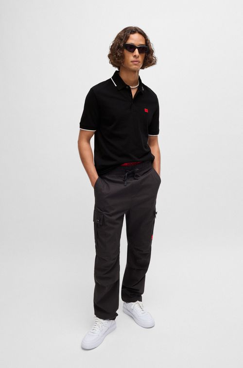 Polo Slim-Fit De Algodão Italiano Com Etiqueta De Logo