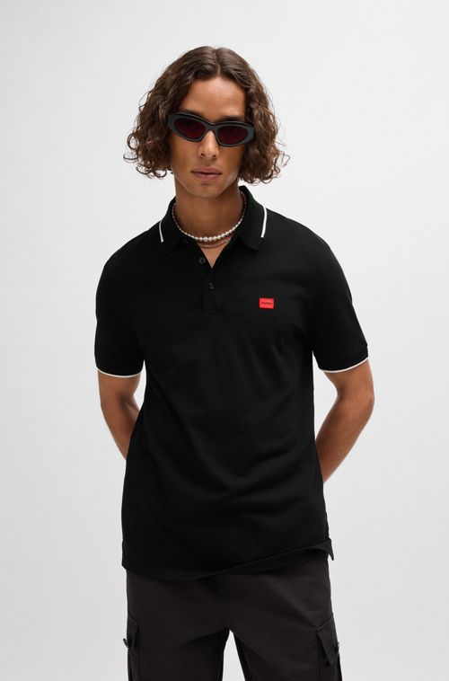 Polo Slim-Fit De Algodão Italiano Com Etiqueta De Logo